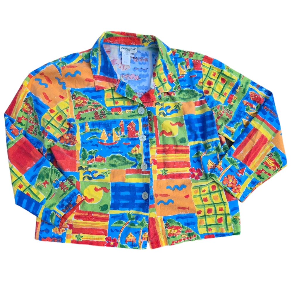Christopher & Banks Multicolor Patchwork Button-Front Women’s Top
